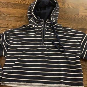cropped striped hoodie